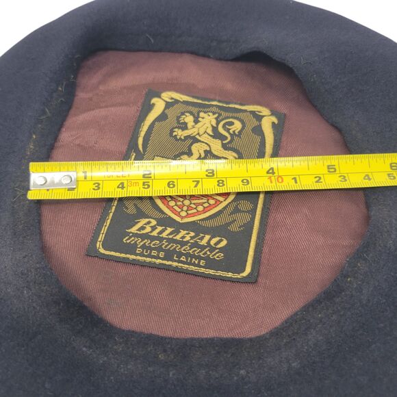 Vintage Bilbao Black Pure Wool Beret Hat Football - Picture 7 of 8